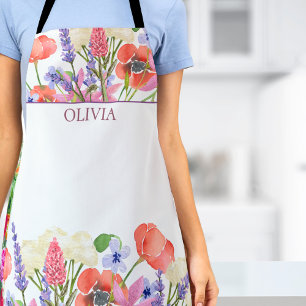Watercolor Flowers, Custom Birthday Daughter Gift Apron