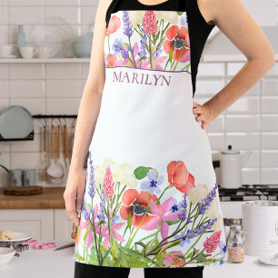 Watercolor Flowers - Custom Birthday Grandma Gift Apron