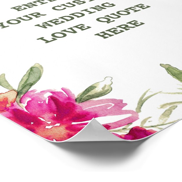 Watercolor Flowers Custom Wedding Love Quote Print