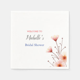 Watercolor Flowers Cute Bridal Shower Napkins