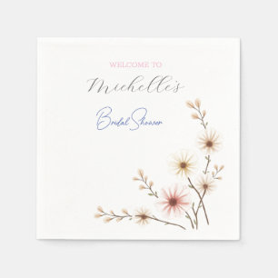 Watercolor Flowers Cute Bridal Shower Napkins