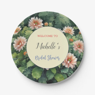 Watercolor Flowers Cute Bridal Shower  Paper Plates