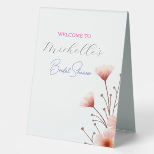 Watercolor Flowers Cute Bridal Shower Table Tent