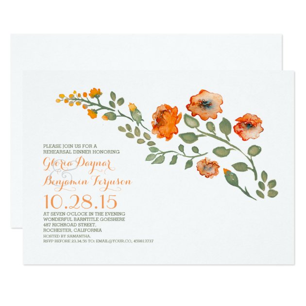 Watercolor Flowers-cute Floral Rehearsal Dinner Invitation