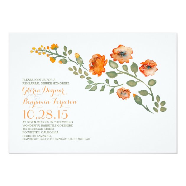 Watercolor Flowers-cute Floral Rehearsal Dinner Invitation