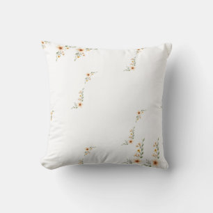 Watercolor Flowers Cute Minimalist Throw Pillow
