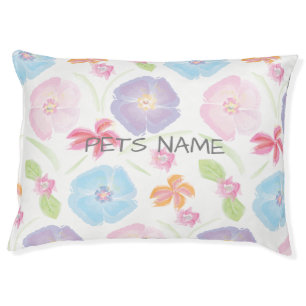 Watercolor Flowers Cute Personalized Pet Bed