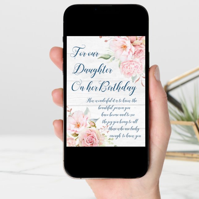 Watercolor Flowers Daughter Birthday Card (Front Digital)