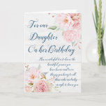 Watercolor Flowers Daughter Birthday Card<br><div class="desc">Birthday card for daughter from parents with vintage pink watercolor flowers and thoughtful verse.</div>