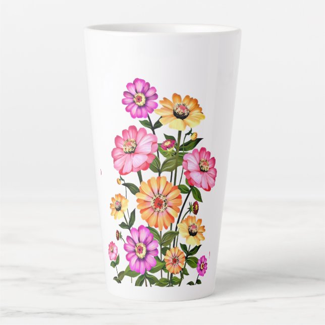 Watercolor Flowers Design-34063 Latte Mug (Front)
