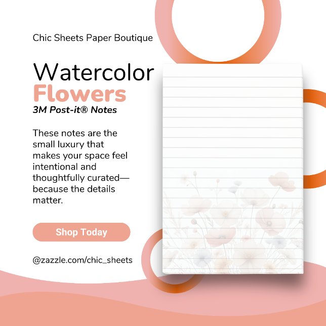 Watercolor Flowers Design 3M Post-it® Notes (Creator Uploaded)