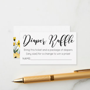 Watercolor Flowers Diaper Raffle Ticket Enclosure Card