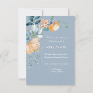 Watercolor Flowers Dusty Blue Invitation