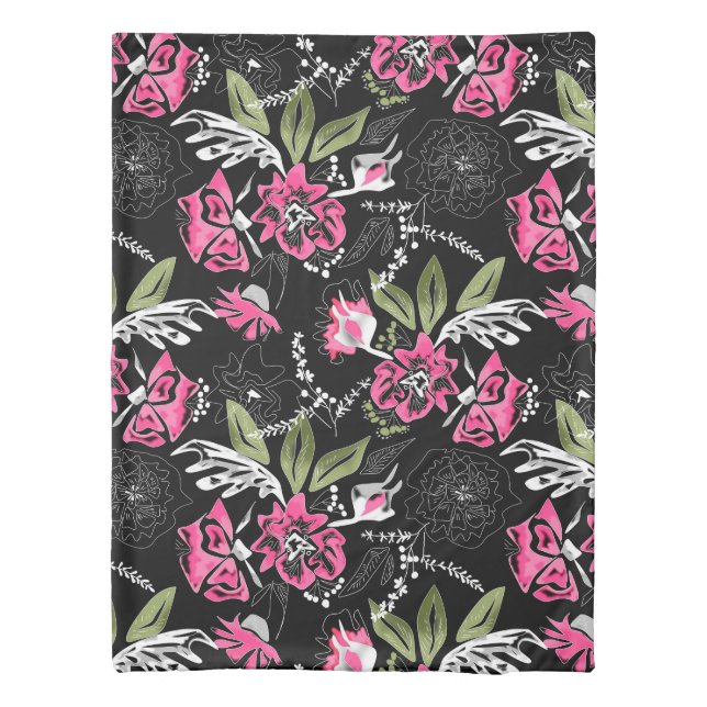 Watercolor flowers duvet cover (Back)