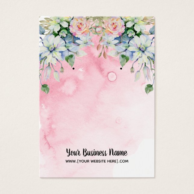 Watercolor Flowers Earring Display Cards (Front)