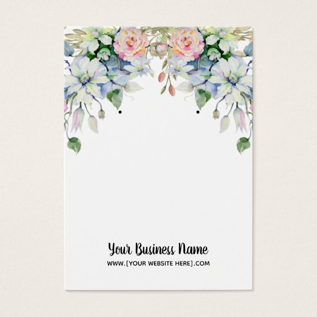 Watercolor Flowers Earring Display Cards (Front)