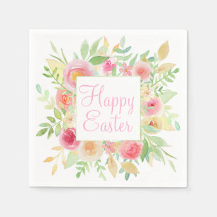 Watercolor Flowers Easter Napkins