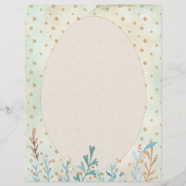 Watercolor Flowers | Egg Shape Stationery Paper (Front)