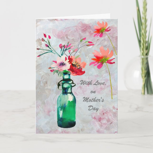 Watercolor Flowers Elegant Mother's Day Card (Front)