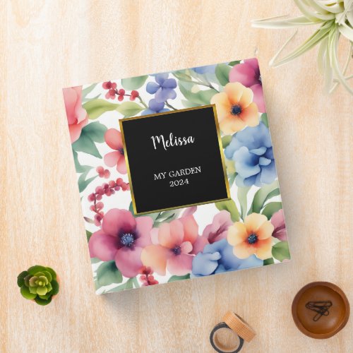 Watercolor flowers elegant personal album 3 ring binder