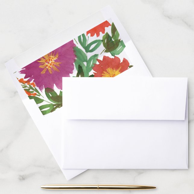 Watercolor Flowers Envelope Liner (Desk)