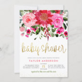Watercolor Flowers Eucalyptus Greenery Baby Shower Invitation (Front)
