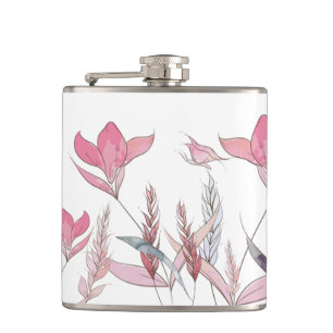 Watercolor Flowers Flask • Elegant Floral Drink 