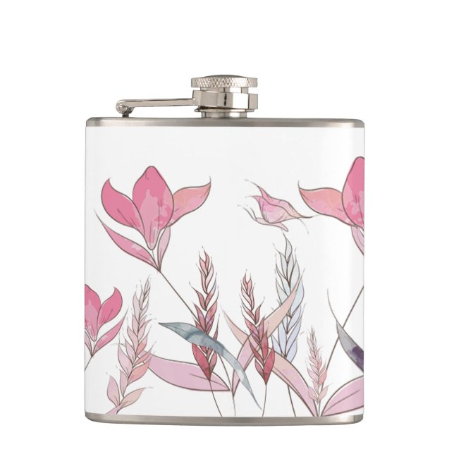 Watercolor Flowers Flask • Elegant Floral Drink  (Front)