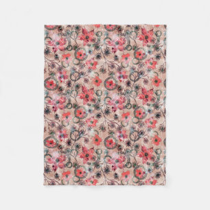 Watercolor, flowers. fleece blanket