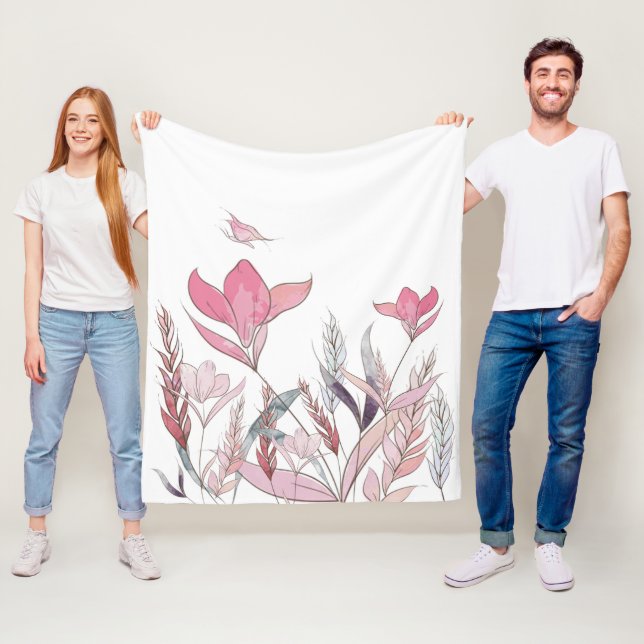 Watercolor Flowers Fleece Blanket – Soft Floral  (In Situ)