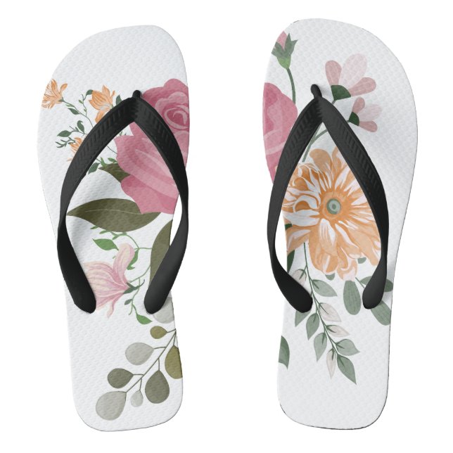 Watercolor flowers flip flops (Footbed)