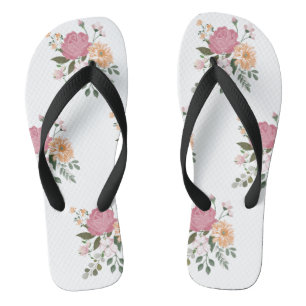 Watercolor flowers flip flops
