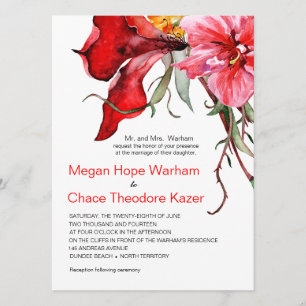 Watercolor Flowers Flora Botanica Wedding Invitation