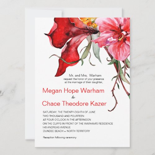 Watercolor Flowers Flora Botanica Wedding Invitation
