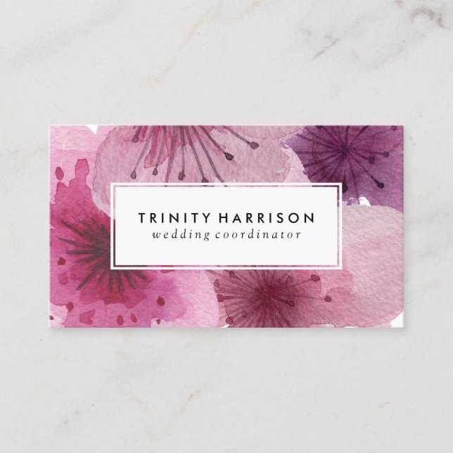 Watercolor Flowers | Floral Boho Business Card (Front)