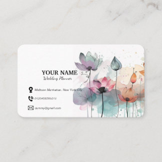 Watercolor Flowers Floral Business Card