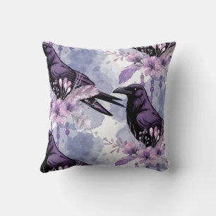 Watercolor Flowers Floral Raven Botanicals Throw Pillow