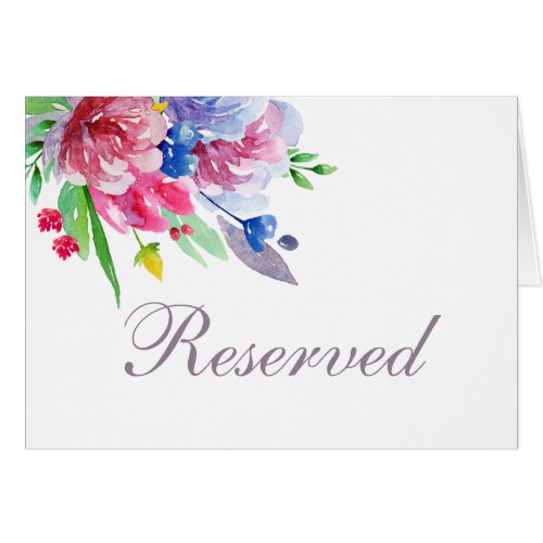 Watercolor flowers Floral wedding reserved sign