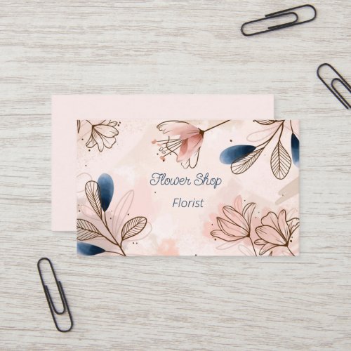 Watercolor Flowers Florist Shop Business Card