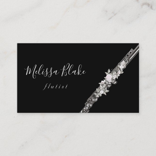 watercolor flowers flutist business card (Front)