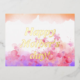 Watercolor flowers Foil Holiday Postcard