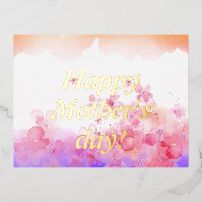  Watercolor flowers  Foil Holiday Postcard (Front)