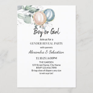 Watercolor Flowers Gender Reveal Invitation