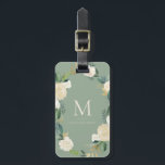 Watercolor Flowers Gold Foil Monogram Sage Green Luggage Tag<br><div class="desc">Elegant and feminine luggage tag featuring watercolor flowers with faux gold foil and faux gold glitter accents with a red background color. Personalize by adding your details. This personalized luggage tag is perfect as a gift.</div>