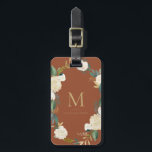 Watercolor Flowers Gold Foil Monogram Terracotta Luggage Tag<br><div class="desc">Watercolor Flowers with Gold Foil Monogram Terracotta Bag Tag | Elegant and feminine luggage tag featuring watercolor flowers with faux gold foil and faux gold glitter accents with a terracotta background color.</div>