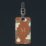 Watercolor Flowers Gold Foil Monogram Terracotta Luggage Tag<br><div class="desc">Watercolor Flowers with Gold Foil Monogram Terracotta Bag Tag | Elegant and feminine luggage tag featuring watercolor flowers with faux gold foil and faux gold glitter accents with a terracotta background color.</div>