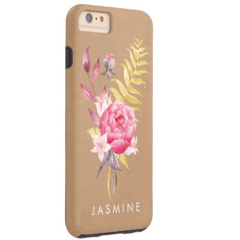 Watercolor Flowers Gold Personalized Iphone 6 Case by Pip_Gerard at Zazzle