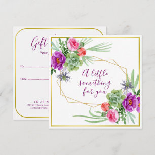 Watercolor Flowers - Golden Frame 12 + your text Note Card