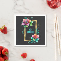 Watercolor Flowers - Golden Frame 34 + your text
