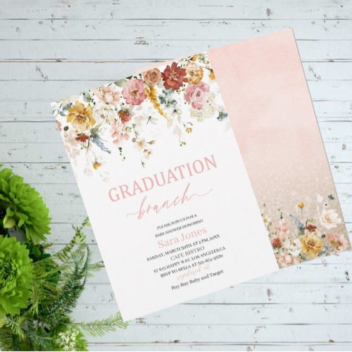 Watercolor Flowers Graduation brunch Baby Shower I Invitation